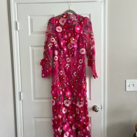 Floral Pink Midi Dress - Picture 1 of 3